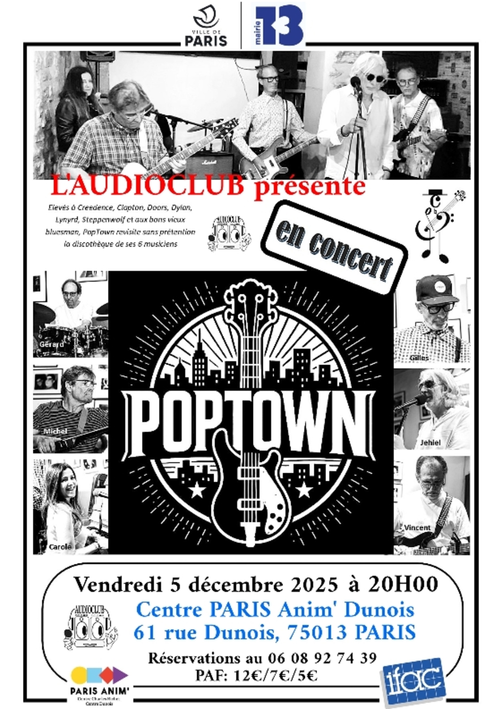 Concert Audioclub PopTown / Vendredi 05 décembre 2025 à 20h